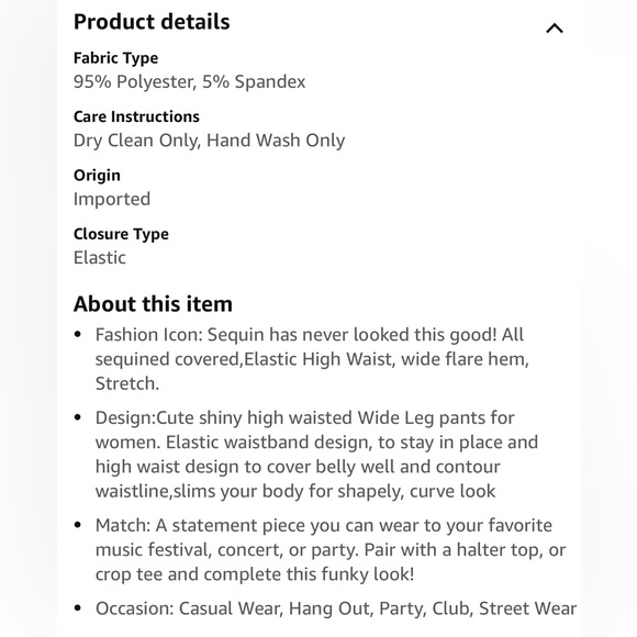 Sequin Pants for Women • High-Waist Bell Bottoms • Wide Leg • Palazzo • Flared - Picture 6 of 6